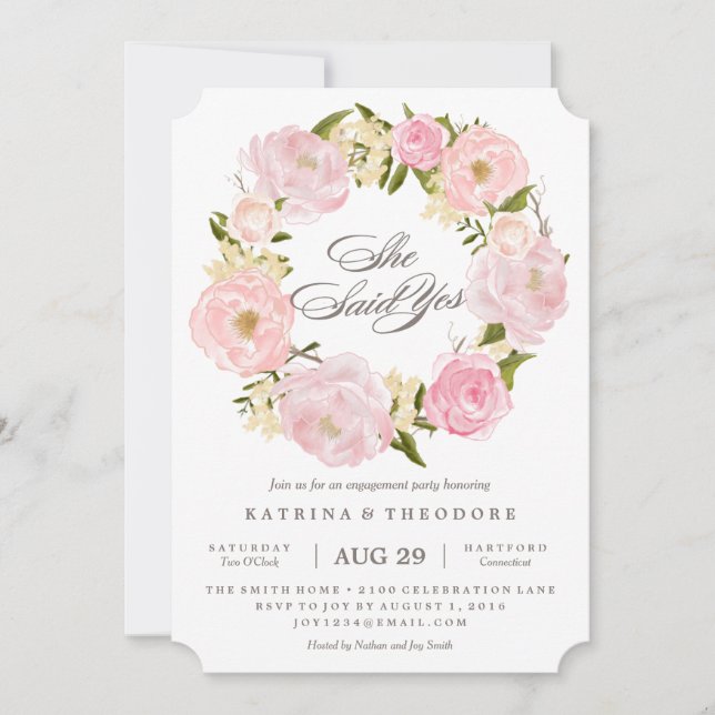 Romantisk utandning Hon sa ja-Förlovning Inbjudningar (Framsida)