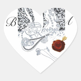 ROMANTISK VALENTINE ÄLSKARE RED VAX SEAL MONOGRAM HJÄRTFORMAT KLISTERMÄRKE