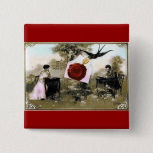ROMANTISK VALENTINE BREV, RED VAX SEAL KNAPP
