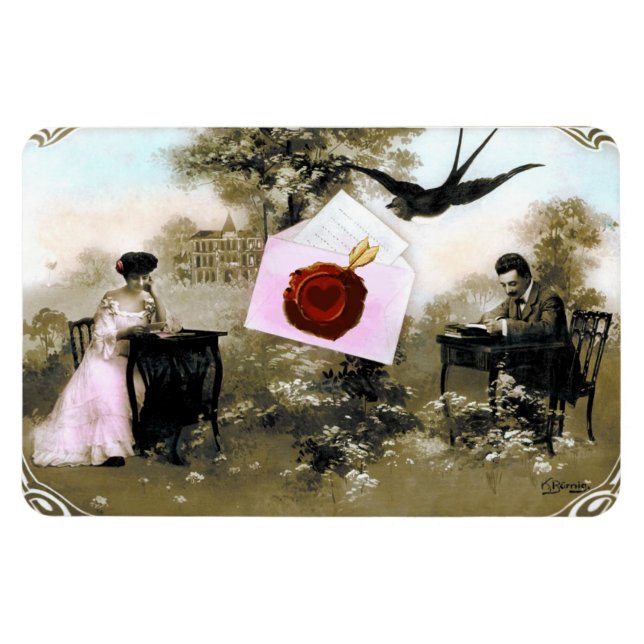 ROMANTISK VALENTINE BREV, RED VAX SEAL MAGNET (Horisontell)