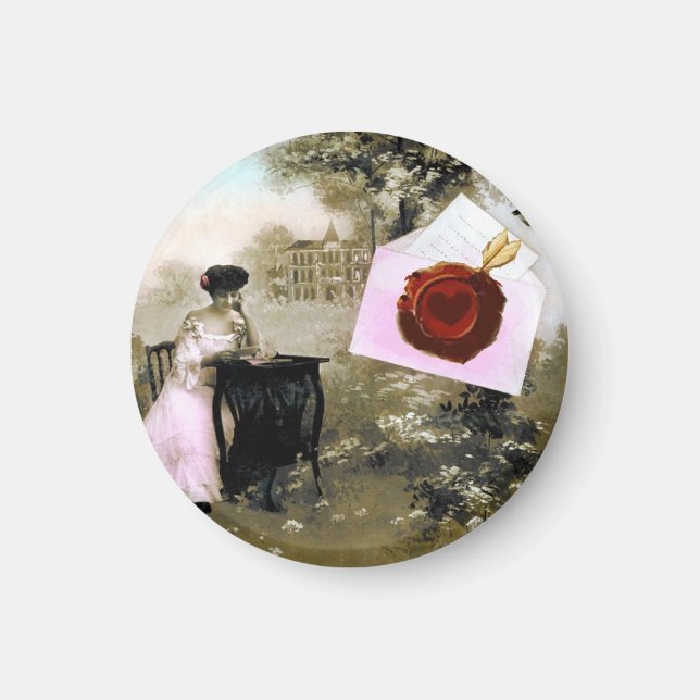 ROMANTISK VALENTINE BREV, RED VAX SEAL MAGNET (Framsidan)