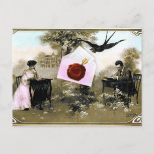ROMANTISK VALENTINE BREV, RED VAX SEAL MONOGRAM HELG VYKORT