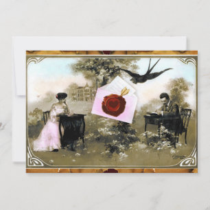ROMANTISK VALENTINE BREV, RED VAX SEAL MONOGRAM INBJUDNINGAR