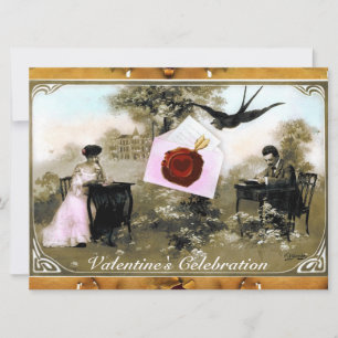 ROMANTISK VALENTINE BREV, RED VAX SEAL MONOGRAM INBJUDNINGAR