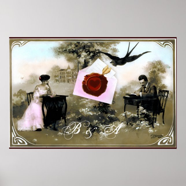 ROMANTISK VALENTINE BREV RED VAX SEAL MONOGRAM POSTER (Framsidan)