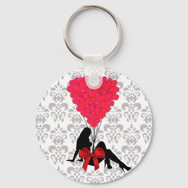 Romantisk Valentines design Nyckelring (Framsida)