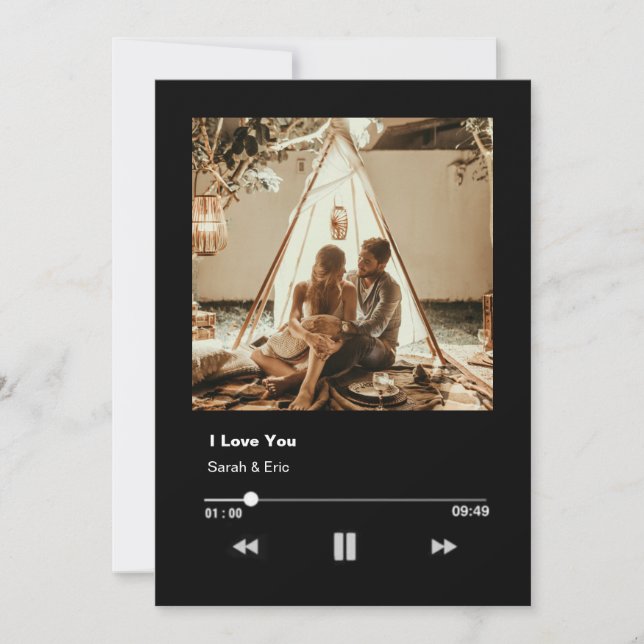 romantisk valentinmusikspelare i kärlek julkort (Framsida)