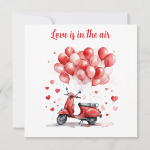 Romantisk Valentinsdag Röd Scooter Italien Julkort