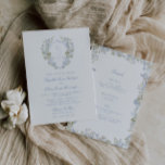 Romantisk Vapensköld för mjuk blå Blommigt allt på Inbjudningar<br><div class="desc">Vi presenterar hela vår elegant i en bröllopsinbjudan, förskönad med en häpnadsväckande vapensköld av bröllop i blått blommigt och klassisk kalligrafi! Om du är tittar för en bröllopsinbjudan som utesluter sofistikering, lyx och stil, är det här perfektens inbjudan till dig. Monogrammet-vapenskölden tillför inbjudan en vintage elegans. Den har en tunn,...</div>