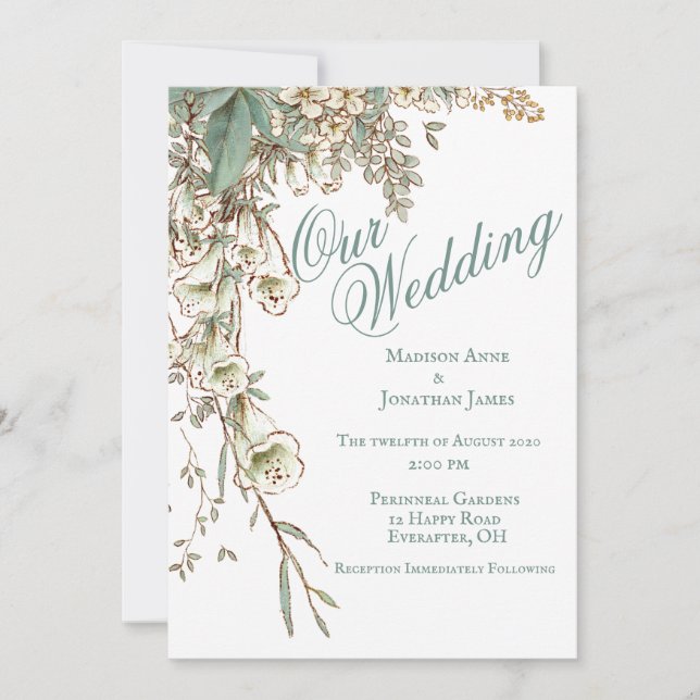 Romantisk vår Bröllop Blommigt  Script-Elegant Inbjudningar (Framsida)