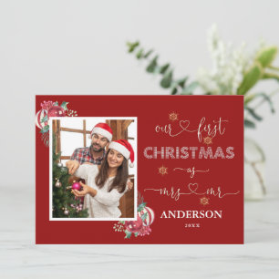 Romantisk vår första jul som Mr. & Mrs Photo In Inbjudningar