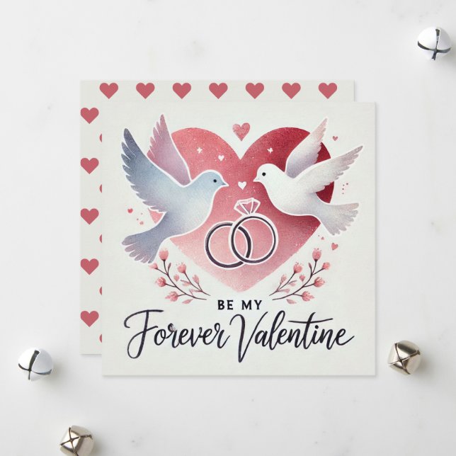 Romantisk "Var Min Eviga Alla Hjärtans Dag" Duvor  Julkort (Fram/Back In Situ)