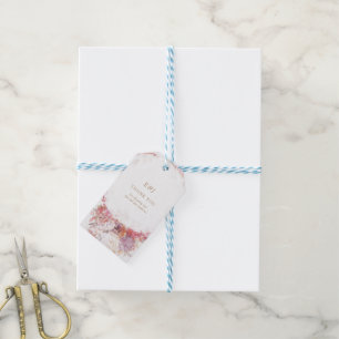 Romantisk Vår Rosa Flower Wedding Favor Märkre Presentetikett