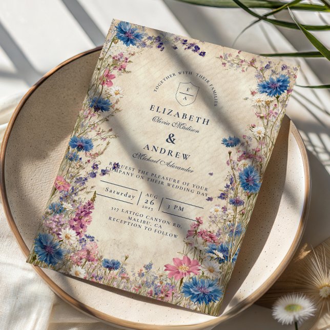 Romantisk vår- vildblommabridal inbjudningar (Skapare uppladdad)