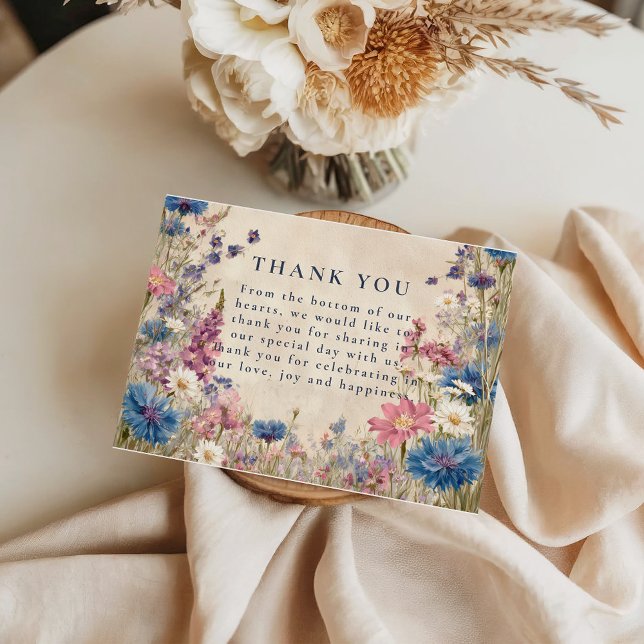 Romantisk vår- vildblommabridal tack kort (Skapare uppladdad)