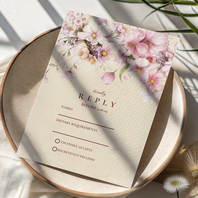 Romantisk vårblomning bröllop OSA kort (Skapare uppladdad)
