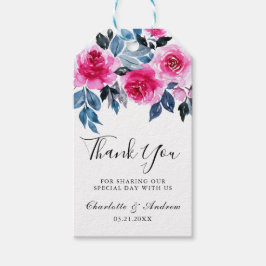 Romantisk vattenfärg Blommigt Bröllop Tack Presentetikett