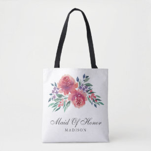 Romantisk vattenfärg Blommigt Maid of honor Tygkasse