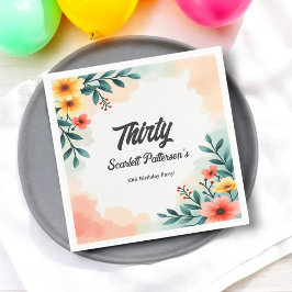 Romantisk vattenfärg, Blommigt, sommartid 30års fö Pappersservett