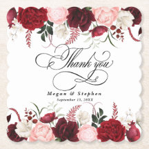 Romantisk vattenfärg Burgundy Blommigt Bröllop