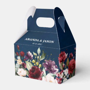 Romantisk vattenfärg Burgundy Red Navy Blommigt Presentaskar