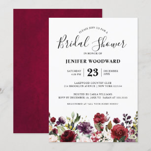 Romantisk vattenfärg Burgundy Red  Ro Blommigt Inbjudningar
