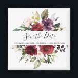 Romantisk vattenfärg Burgundy Red  Ro Blommigt Magnet<br><div class="desc">Elegant och modern romantisk vattenfärgsmagnet blommigt bröllop spara datum har en bukett av burgundy/marsala,   rosa,  persikofärgad vattenfärgsro med motsvarande löv. Perfekt för fall/midsommar bröllop. Hitta fler matchande utformningar och variationer från min "blissweddingpaperie"-butik. Och kontakta mig gärna för ytterligare anpassning eller matchning av objekt</div>