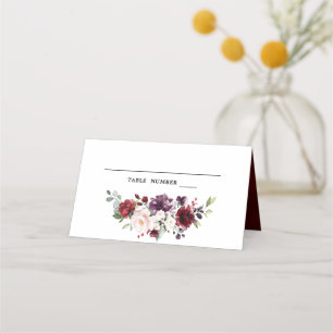 Romantisk vattenfärg Burgundy Red  Ro Blommigt Placeringskort