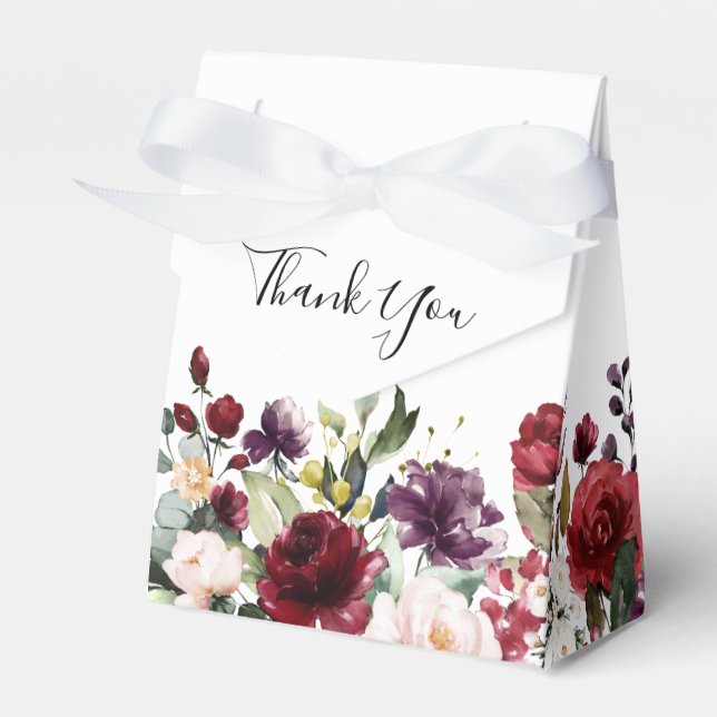 Romantisk vattenfärg Burgundy Red  Ro Blommigt Presentaskar (Framsidan Sidan)