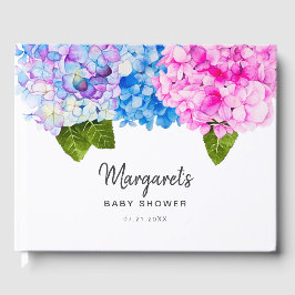 Romantisk vattenfärg Hydrangea Flower | Babyskor Gästböcker