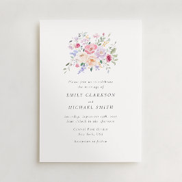 Romantisk vattenfärg Pastel Blommigt Bröllop bjuda Inbjudningar