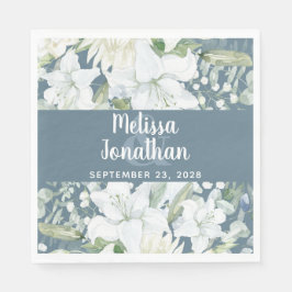 Romantisk vattenfärgad blommigt vita blommor bröll pappersservett