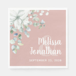 Romantisk vattenfärgad blommigt vita blommor bröll pappersservett