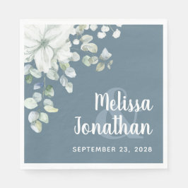 Romantisk vattenfärgad blommigt vita blommor bröll pappersservett