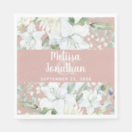 Romantisk vattenfärgad blommigt vita blommor bröll pappersservett