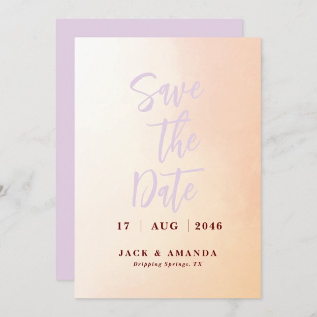 Romantisk vattenfärgsbedövning i bröllop spara dat inbjudningar (Fram/baksida)