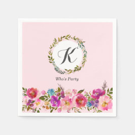 Romantisk, vattenfärgsblomma, bohemisk blommigt pappersservett