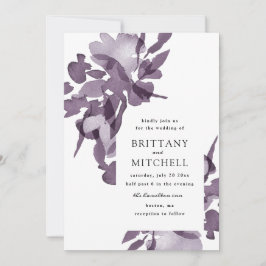 Romantisk vattenfärgsBlommigt Ametyst Bröllop Inbjudningar