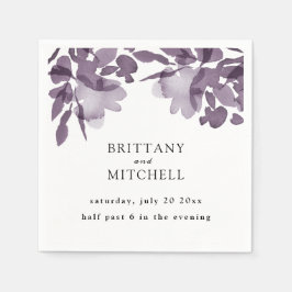 Romantisk vattenfärgsBlommigt Ametyst Bröllop Pappersservett