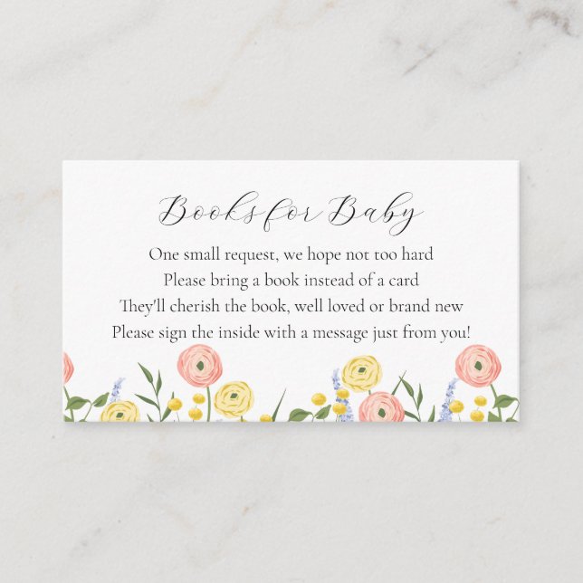 Romantisk vattenfärgsBlommigt Bokar för Baby Tilläggskort (Framsida)