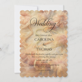 Romantisk vattenfärgsBlommigt Pearls Feathers Bröl Inbjudningar