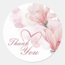 Romantisk vattenfärgsblommigt runt klistermärke