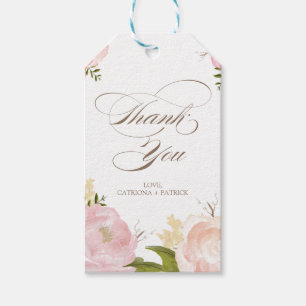 Romantisk vattenfärgsblommor Tack Gift-Märkre Presentetikett
