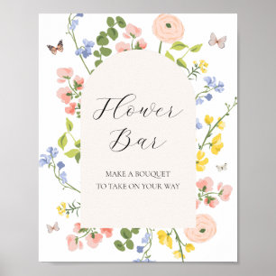 Romantisk vattenfärgsblomning Bouquet Pub-tecken Poster