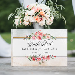 Romantisk vattenfärgsfärgning Rosa ros och kalligr Gästböcker