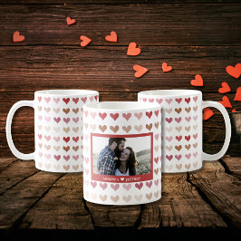 Romantisk vattenfärgsfoto Rosa Hearts par Namn Pho Kaffemugg