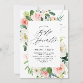 Romantisk vattenfärgspersikor Blommigtar Baby Spri Inbjudningar