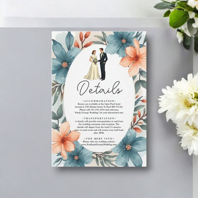 Romantisk vattenfärgstav och Blommigt Bröllop Tilläggskort (Skapare uppladdad)
