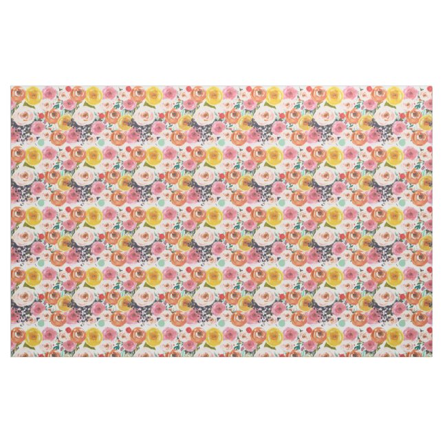 Romantisk vattenfärgträdgårdblommigt tyg (Fat Quarter)