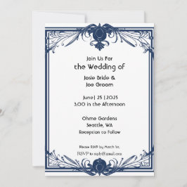 Romantisk Victorian Blue bröllopsinbjudan Inbjudningar